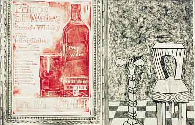 WALLDORF,  PRINCE OF WALES SCOTCH WHISKY, RADIERUNG MIT PRäGEDRUCK, HANDSIGN. UND NUM. 26/50, CA. 40.5 X 49 CM