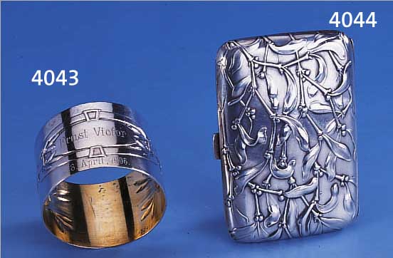 SERVIETTENRING, DEUTSCH UM 1906, BRUCKMANN & SöHNE HEILBRONN, 800ER SLBER, INNENVERGOLDET, REINER JUGENDSTIL MIT MISTEL- UND ...