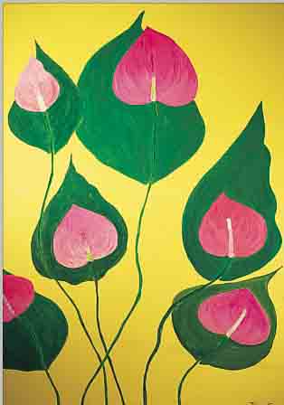 FLEURY, JEANNE, GEB. 1975 FRANKFURT, ACRYL/LWD, CA. 100 X 80 CM, PARADIESBLUME, RE. U. SIGN. UND DATIERT 1999