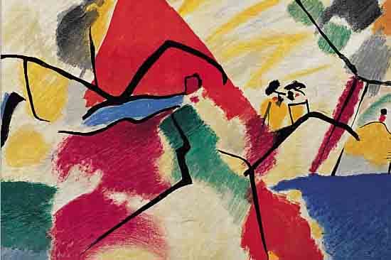 KANDINSKY, WASSILY, KOMPOSITION, FARBLITHO- GRAPHIE AUS: LA PERIODE DRAMATIQUE, MAEGHT, MOURLOT PARIS 1955, DOPPELBLATT MIT BUGFALTE, CA. 38 X ...