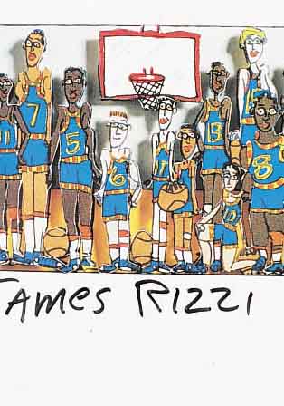 RIZZI, JAMES, ZWEI MULTIPLES, FARBOFFSETS, BEIDE HANDSIGNIERT, CA. 8.5 X 5 BZW. 9.5 X 13 CM, BEIDE U.GL., R.