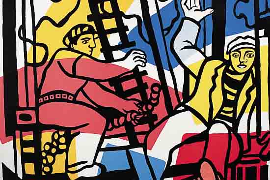 LEGER, FERNAND, DREI FARBLITHOGRAPHIEN: TAUBEN, CA. 56 X 39.5 CM; LIBERTE, CA. 58 X 44 CM, BEI DER ARBEIT, CA. 46 X 61 CM