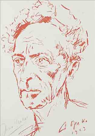 BREKER, ARNO, PORTRäT DES JEAN COCTEAU, LITHOGRAPHIE, HANDSIGNIERT, CA. 20 X 12.5 CM, PP