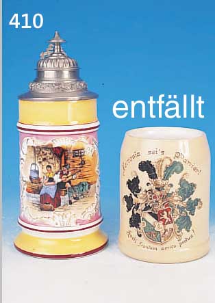 BIERKRUG, DT., UM 1880/90, PORZELLAN, BUNT LITHOGRAPHIERT, MIT EINER DEFREGGER-SZENE, RE-LIEFIERTER ZINNDECKEL, H. CA. 21,5 CM, IM BODEN ...