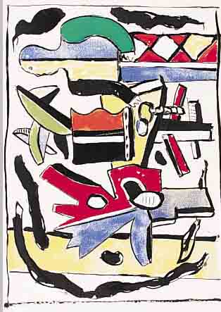 LEGER, FERNAND, COMPOSITION, FARBLITHOGRA- PHIE MIT POCHOIR, AUS LASSAIGNE, ED. D. JACO- MET, PARIS 1959, CA. 26 X 35 CM, PP