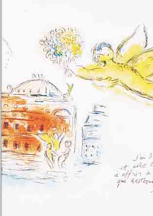 CHAGALL, MARC, ZWEI FARBLITHOGRAPHIEN AUS LA PLAFOND DE L'OPERA, MOURLOT, SAURET, PARIS 1966, DOPPELBLäTTER MIT BUGFALTEN, JE CA. 31 X 47 ...