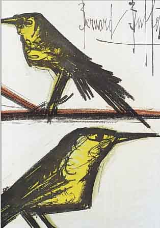 BUFFET, BERNARD, VOGELPAAR, FARBLITHOGRA- PHIE AUF BüTTEN, AUS DEM WERKSVERZEICHNIS BAND I, MOURLOT PARIS 1967, VORZUGSAUSGABE: AUFLAGE 125 ...