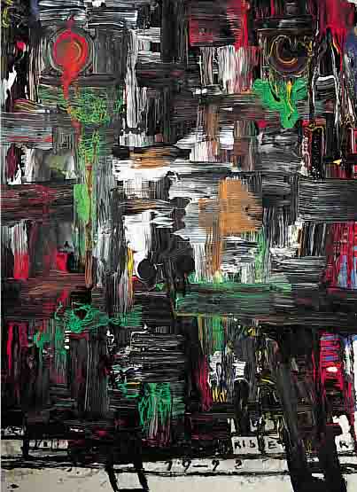VALLRIBERA, JOSEP, GEB. 1937 JUNEDA, ABSTRAKTE KOMPOSITION, MISCHTECHNIK AUF LEIN- WAND, SIGNIERT, CA. 100 X 80 CM, RAHMEN