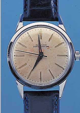 JUNGHANS HERRENARMBANDUHR CHRONOMETER, REF.-NR. 045465, DEUTSCHLAND UM 1963, EDELST.,BODEN GEDR., AUßER LEDERB. U. KRONE ORIG.-ZU- STAND, ...