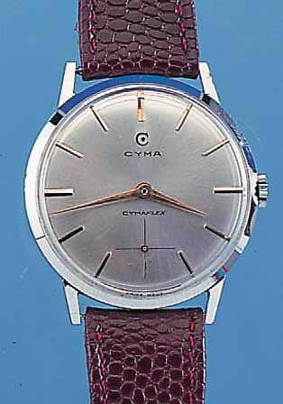 CYMA HERRENARMBANDUHR CYMAFLEX, REF.-NR. 1-4300,1966, SCHWEIZ UM 1958, METALL VERCHR., EDELST.-BODEN U. GLASR. GEDR., RESERV. VON TAVANNES, ...