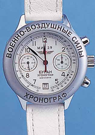 KONVOLUT: 2 RUSSISCHE ARMBANDCHRONOGRAPHREN BAUSERIE BURAN, POLJOT-KAL. BASIS 3133, HANDAUFZUG, 1X FüR BOMBER, 1X FüR MIG 29, ...