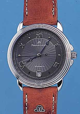 MAURICE LACROIX HERRENARMBANDUHR AUTOMATIK, REF.-NR. 11577, SCHWEIZ UM 1999, EDELST. POL.,BEIDS. SAPHIRVERGL., UNGETR. LAGERW., ORIG.- LEDERB. M. ...