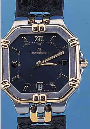 MAURICE LACROIX HERRENARMBANDUHR QUARTZ, REF.-NR. 2600/95563, EDELST. MATT., LüNETTE SOWIE SCHARNIERBANDANST. U. KRONE HARTVERG., ...