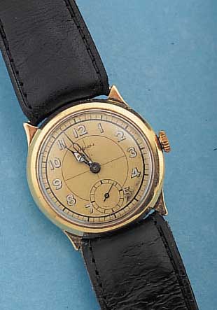 ALPINA HERRENARMBANDUHR, REF.-NR. 17770, SCHWEIZ/DEUTSCHLAND UM 1937, GG 585/000, ART DECO, BODEN U. GLASR. GEDR., ORIG.-BLATT U. ZEIGER, ...