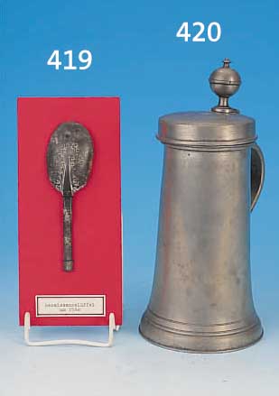 LöFFEL, RENAISSACE, UM 1580, ZINN FLORAL VERZIERT, L. 13 CM, SAMMELWüRDIG