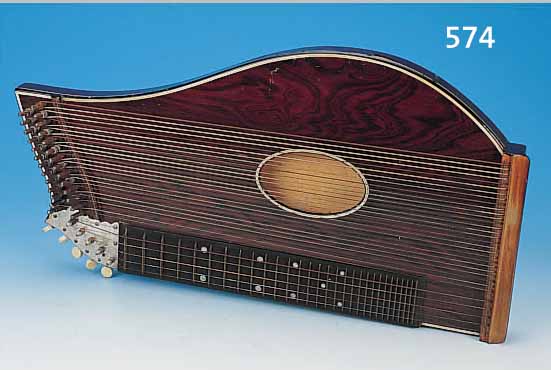 ZITHER, DEUTSCH, UM 1925, MIT ANLEITUNG, NOTEN, HERSTELLERKORRESPONDENZ UND ZUBEHöR, IM HOLZKASTEN MIT SCHLüSSEL, L. ...