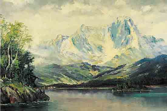 GROSS, R., GEB. 1869 FüRSTENFELDBRüCK, DER EIBSEE MIT DER ALPSPITZE, ÖL/LWD, RE. U. SIGN., CA. 54 X 80 CM, R.
