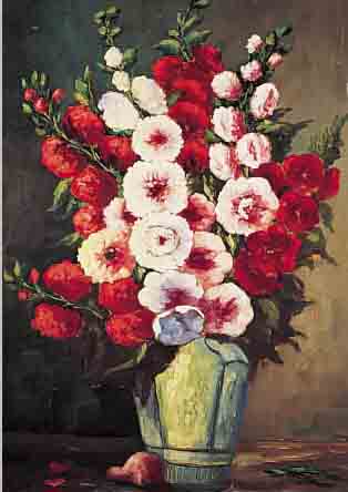 ZELLER, F., HOHENLOHE, UM 1900, BLUMENSTILLEBEN, ÖL/MALKARTON, LI. U. SIGN., CA. 70 X 49 CM, R.