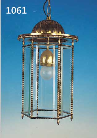 LATERNENLAMPE, HOLLAND, NACH 1900, MESSING UMLAUFEND FACETTIERT VERGLAST, KORPUSH. 48 CM,FU. NICHT GEPRüFT, L. BEST.