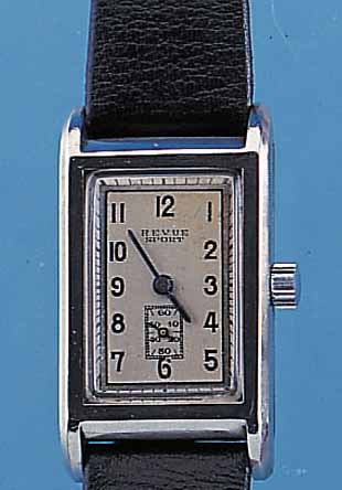REVUE HERRENARMBANDUHR SPORT, REF.-NR. 3187075, SCHWEIZ UM 1938, EDELST., STüLPGEH., FRüHE WASSERD. AUSF., INNENGEH. DURCH HALTE- KLAMMERN ...