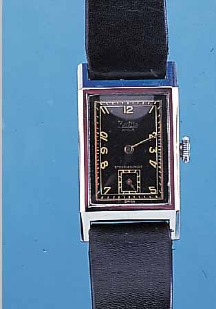 KONVOLUT: 2 HERRENARMBANDUHREN, FüR DEN DTSCH. MARKT, UM 1939, BEIDE RECT.-FORM, LEDERB. NEU, BEIDE SCHW. ORIG.-BLäTTER, 1X ALPINA, ...