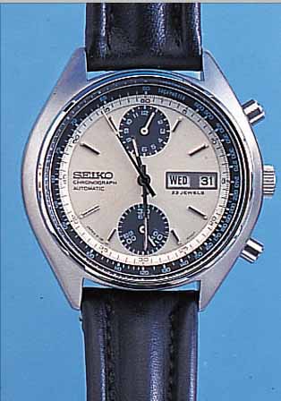 SEIKO ARMBANDCHRONOGRAPH AUTOMATIK, REF.-NR.100385, JAPAN UM 1974, EDELST. MATT., BODEN GESCHR., MINERALFLACHGL., 30-MIN.- U. ...