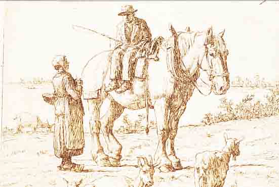 JUNGHANNS, JULIUS PAUL, 1876 WIEN-1958 DüSSELDORF, BAUERNPAAR MIT ZIEGEN AUF DER WEIDE, ...