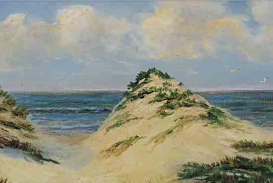 HENNIG, CARL, 1871 DRESDEN-1959 HANDORF, DüNENLANDSCHAFT, ÖL/LWD, RE. U. IN DIE NASSE FARBE GERITZTE SIGNATUR, CA. 30 X ...