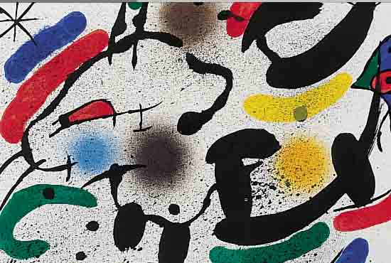 MIRO, JOAN, 1893-1983, DIE TANZENDEN, FARBLITHOGRAPHIE VON 1972, MOURLOT NR. 862, CA. 24 X 31 CM, ...