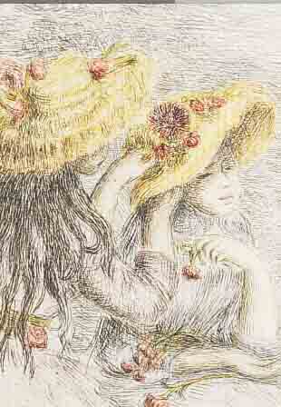 RENOIR, AUGUSTE, 1841-1919, FARBRADIERUNG VON 1894, LE CHAPEAU EPINGLé, WVZ DELTEIL 8/II, CA. 11.5 X 8 CM, PP, U.GL., ...