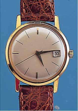 ETA HERRENARMBANDUHR AUTOMATIK, REF.-NR. 9834, SCHWEIZ UM 1960, GG 750/000, BODEN GESCHR., BEI FERTIGST. WASSERGESCH., BLATT REST., 25 ...