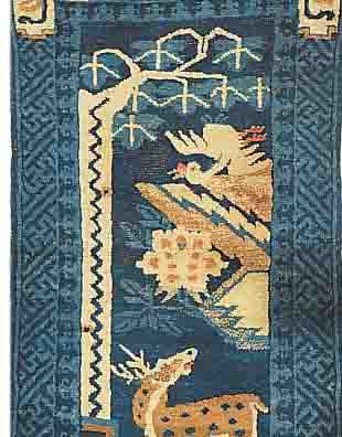 PAO TOW, CHINA, 105 X 55CM, EHZ 4 FLOR WOLLE, UM 1900
