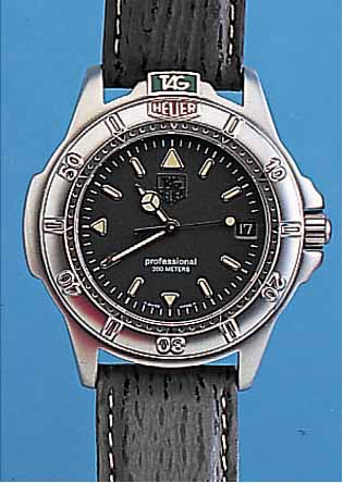 HEUER/TAG HERRENARMBANDUHR, PROFESSIONAL REF.-NR. WF1111-0, SCHWEIZ 1999, EDELST. MATT.BODEN U. KRONE GESCHR., BEI FERTIGST. WASSER- D. BIS 200 ...