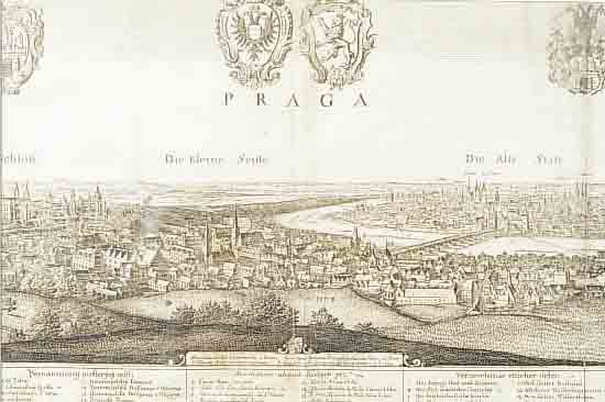 KUPFERSTICH, M. MERIAN, UM 1650, GESAMTAN- ANSICHT VON PRAG, AUS DEN TOPOGRAPHISCHEN BöGEN MäHREN UND SCHLESIEN, CA. 27 X 110 CM, IM PP, VON ...