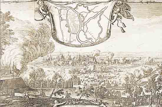 KUPFERSTICH AUS PUFENDORF OSTSEECHRONIK, 1695, BREST-LITEWSK GESAMTANSICHT, CA. 26 X 47 CMPP