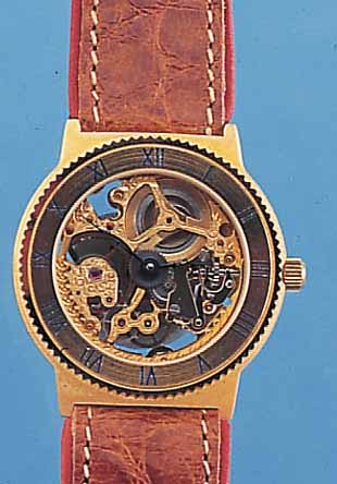 BREIL HERRENARMBANDUHR SKELETT, SCHWEIZ UM 1995, METALL MATT VERG., BEIDS. MINERALVER- GL., BODEN GEDR., SUISSE EBAUCHES ANKERRUND- WERK, VERG., ...