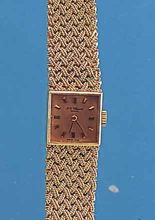 CHOPARD DAMENGOLDBANDUHR, REF.-NR. 72666, SCHWEIZ UM 1965, GG 750/000 INCL. GG-FLECHTB.,BODEN GEDR., MATT. BLATT, RUNDANKERW., 17 ...