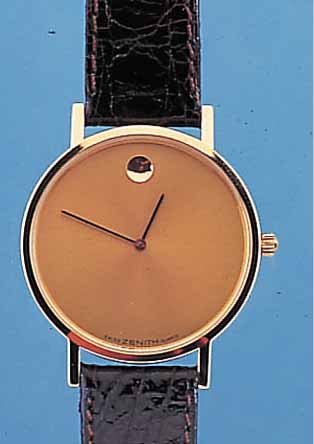 ZENITH HERRENARMBANDUHR (MUSEUM/MOVADO), SCHWEIZ UM 1994, UNGETR. LAGERW., ORIG.-LEDER-B., ETUI U. PAPIERE (GARANTIEKARTE UNAUSGE- FUELLT), BEI ...