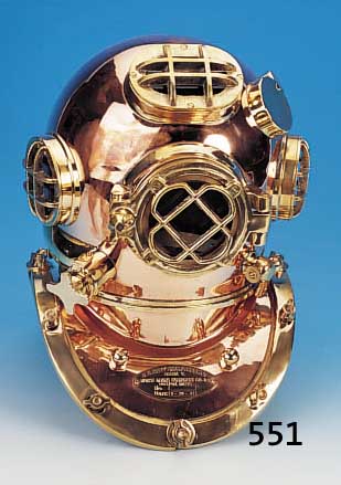 TAUCHERHELM, U.S. NAVY, 1941, KUPFER UND MESSING, BEZ.: U.S.NAVY DIVING HELMET MARK V, MORSE DIVING EQUIPMENT CO. INC., OHNE EINGE- STANZTE ...