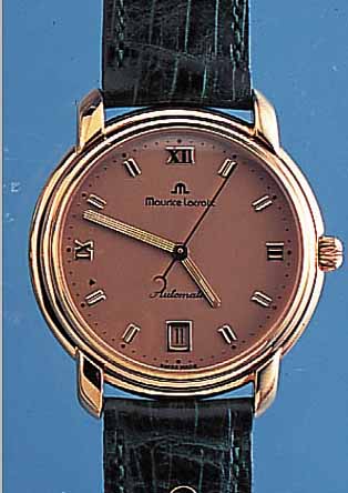 MAURICE LACROIX HERRENARMBANDUHR AUTOMATIK, REF.-NR. 23293, SCHWEIZ UM 1997, METALL HART- VERG., EDELST.-BODEN GEDR., BOMB. SAPHIRGL., MATT VERG. ...