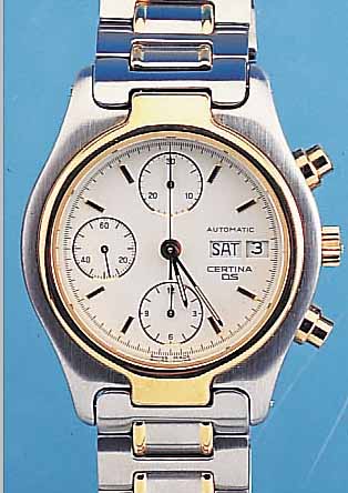CERTINA ARMBANDCHRONOGRAPH BF AUTOMATIK, REF.-NR. 674/7070/44, SCHWEIZ UM 1996, EDELST.MATT., BODEN GEDR., DRüCKERKRONE, SOWIE LüNETTE U. ...