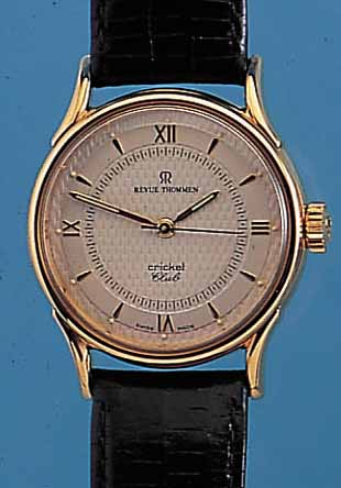 REVUE THOMMEN HERRENARMBANDUHR CLUB CRICKET, REF.-NR. 4412001, SCHWEIZ UM 1998, METALL HARTVERG., BEIDS. VERGL., GUILL. U. VERS. BLATT, ...