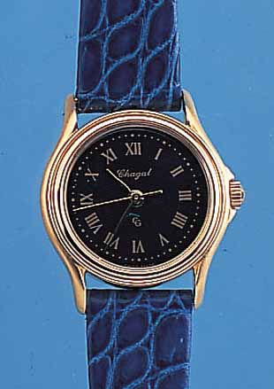 CHAGALL DAMENARMBANDUHR, REF.-NR. 9E903-C, SCHWEIZ UM 1988, METALL HARTVERG., SAPHIR- FLACHGL., HIGH-TECH-QUARTZWERK, LEDERB., NEU- TR. ETUI, ET ...