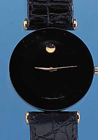 ZENITH HERRENARMBANDUHR MUSEUMS-WATCH, REF.-NR. 27/1010/061, SCHWEIZ UM 1988, METALL HART VERG., EDELST.-BODEN GEDR., MINERALFLACHGL., ...