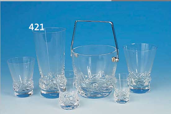 63-TEILIGES GLäSERSET, DAUM, 20. JH., BEST. AUS: 11 BECHERGLäSERN, H. 16 CM; 14 BECHER- GLäSERN, H. 11 CM; 12 BECHERGLäSER, H. 9 CM, (1X AM ...