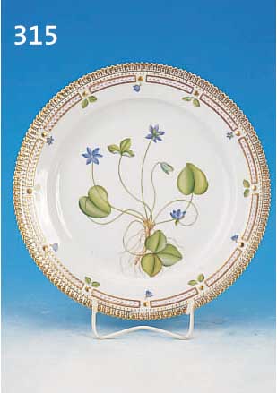 PLATTE, ROYAL KOPENHAGEN, FLORA DANICA, 90ER JAHRE, PORZELLAN, SCHöNE BEMALUNG, REICHE GOLDSTAFFAGE, D. 30,5 CM