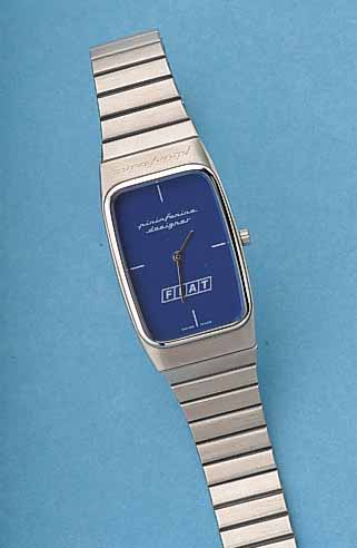 FIAT WERBEUHR, DESIGN PININFARINA, EDELST., QUARTZWERK, MINERALGL., L. CA. 19 CM, SCHWEIZ UM 1995, EZ 1