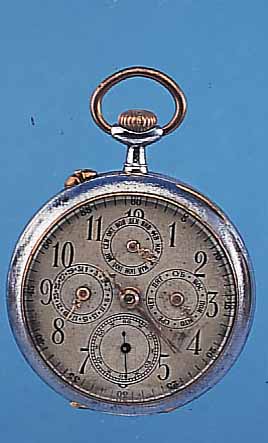 ROSKOPF FRERES HERRENTASCHENUHR LEPINE, SCHWEIZ/RUSSLAND UM 1910, EISEN, NUTZSP. üBER-ARB., DATUM, TAG U. MONATSANZEIGE IN KYRILL., ...
