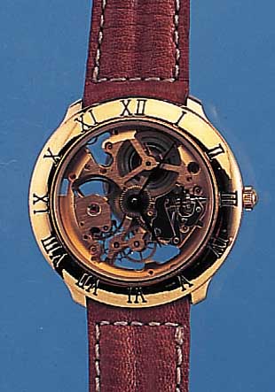 HERRENARMBANDUHR SKELETT SCHWEIZ UM 1994, METALL HARTVERG., BEIDS. MINERALFLACHVERGL., SUISSE EBAUCHES RUNDANKERW., HANDAUFZUG, 17 ST., VERG., ...