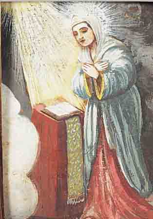 UNBEK. KüNSTLER DES 19. JH., AUFWENDIG GE- ARBEITETER BAROCKSTILRAHMEN MIT DARSTELLUNG EINES VERKüNDIGUNGSENGELS, TEMPERA AUF PAPIER,FALZMASS ...